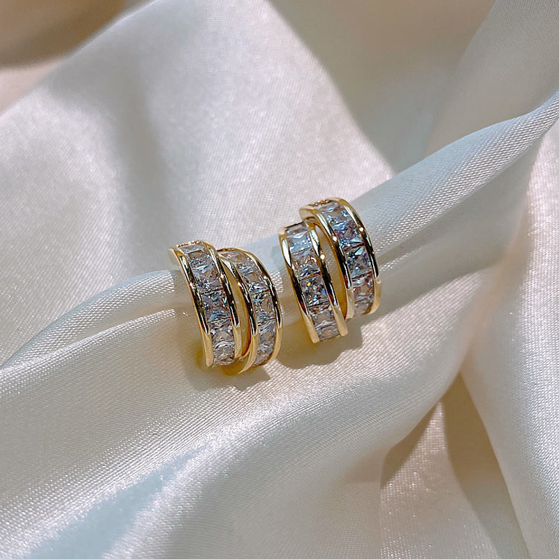 Chic Zircon Embrace Hoops Earrings