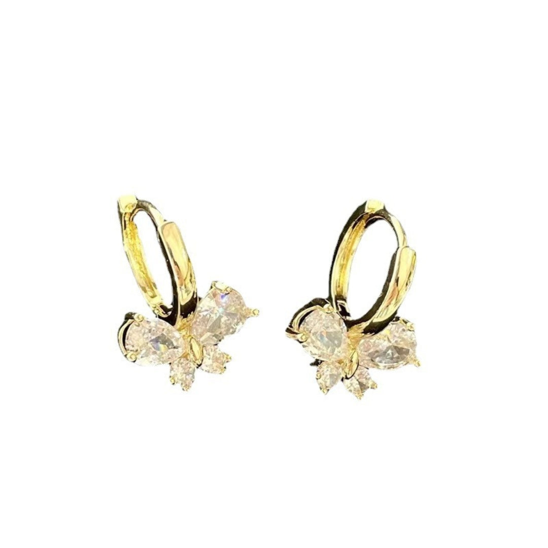 Golden Grace Butterfly Zircon Hoops