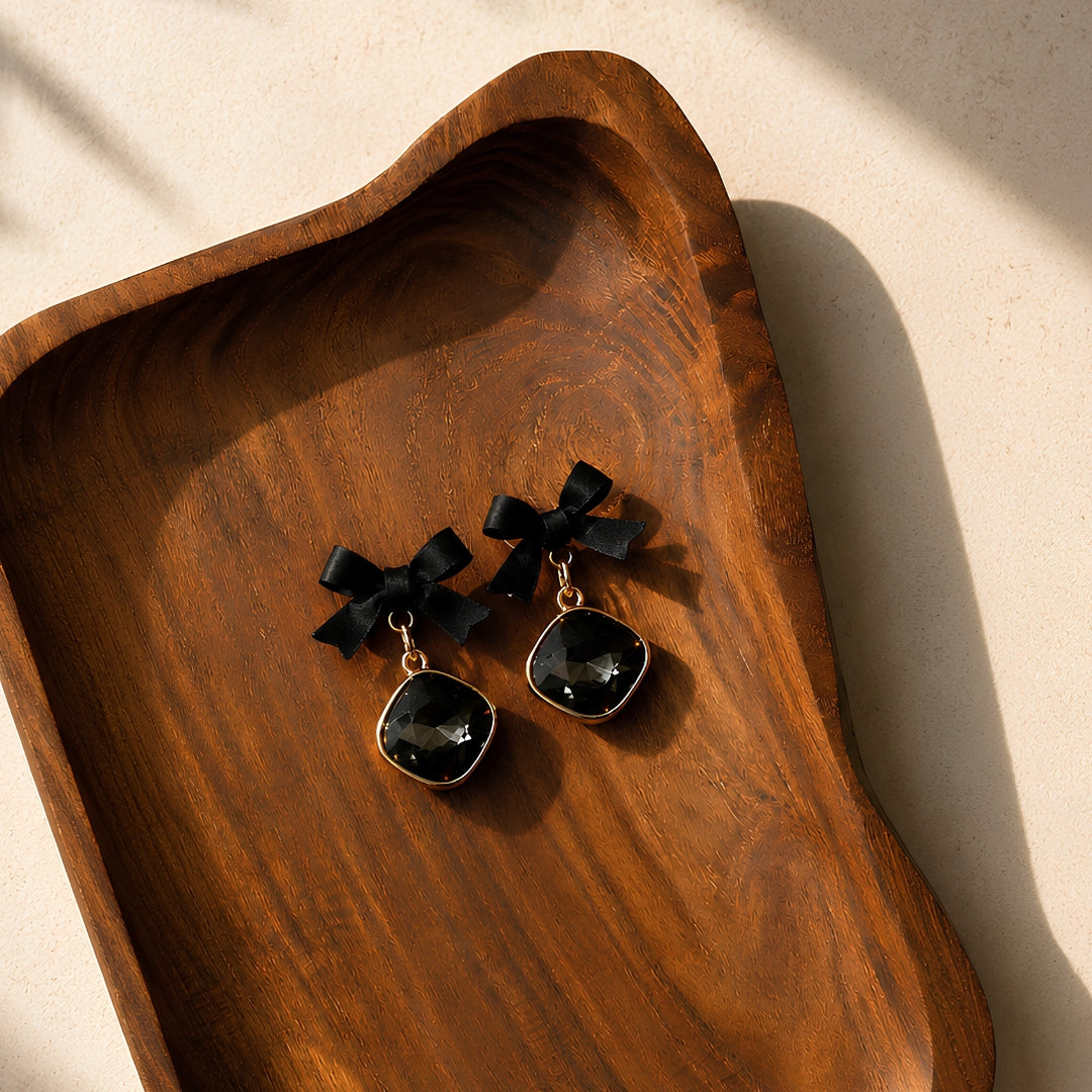Black Bow Dangle Earrings