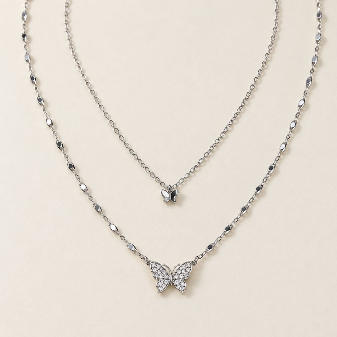 Butterfly Cascade Layered Necklace
