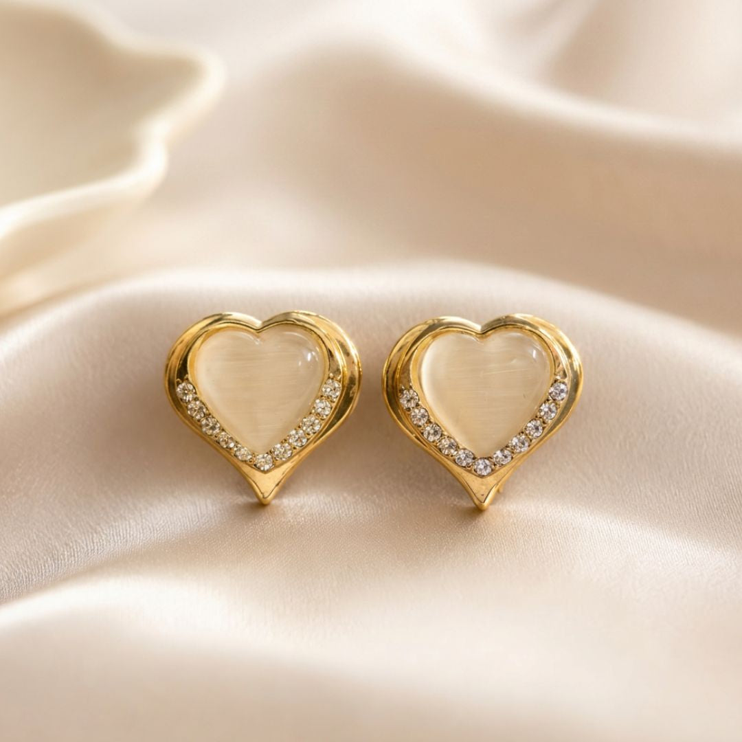Glam Heart Crystal Stud Earrings