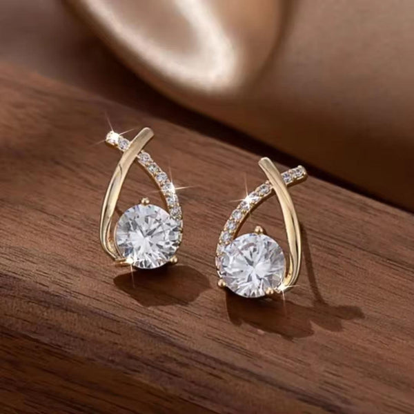 Minimal Crystal Cross Stud Earrings
