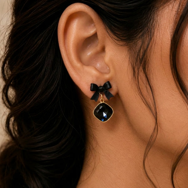 Black Bow Dangle Earrings