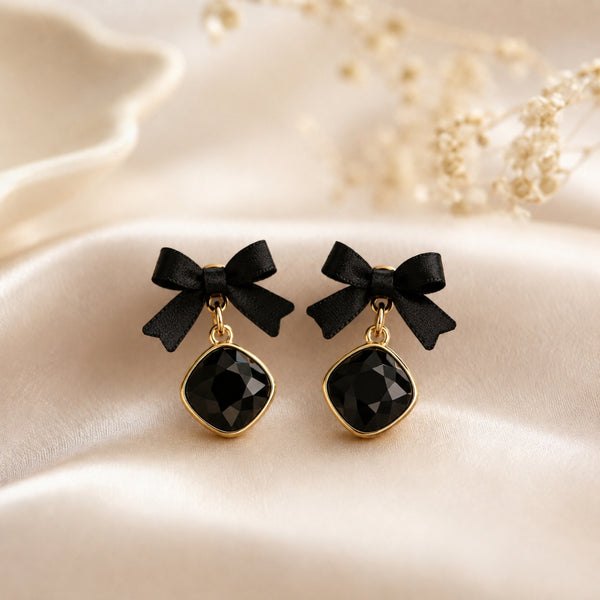 Black Bow Dangle Earrings