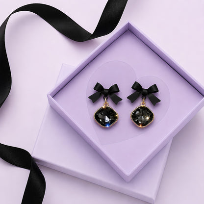 Black Bow Dangle Earrings