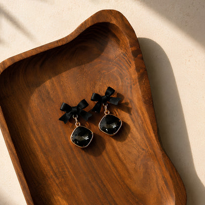 Black Bow Dangle Earrings