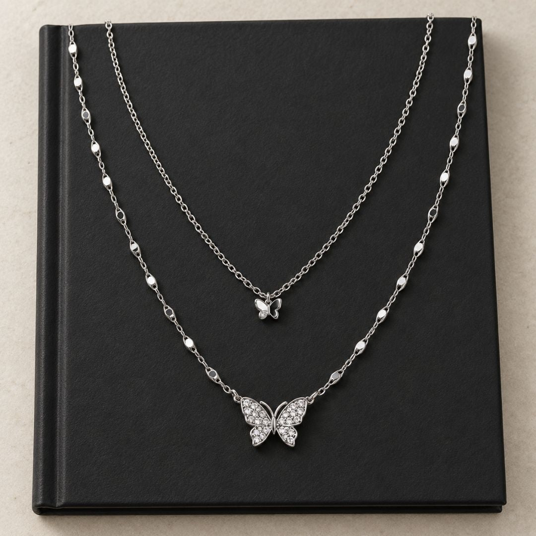 Butterfly Cascade Layered Necklace
