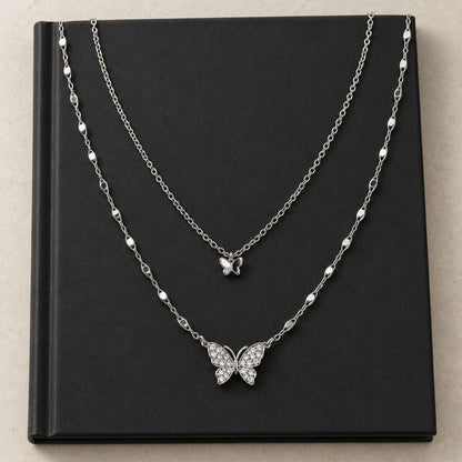 Butterfly Cascade Layered Necklace