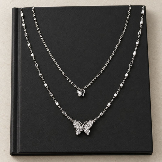 Butterfly Cascade Layered Necklace