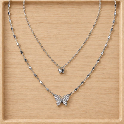 Butterfly Cascade Layered Necklace