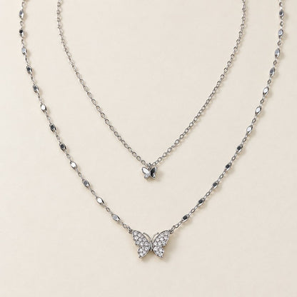 Butterfly Cascade Layered Necklace