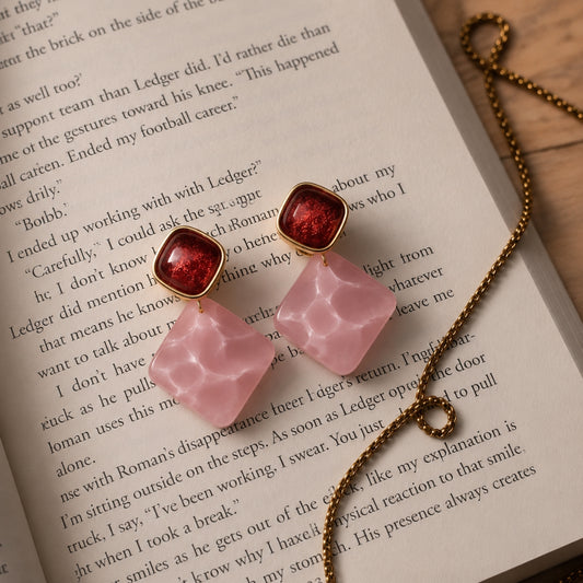 Cherry Blush Marble Drop Earrings