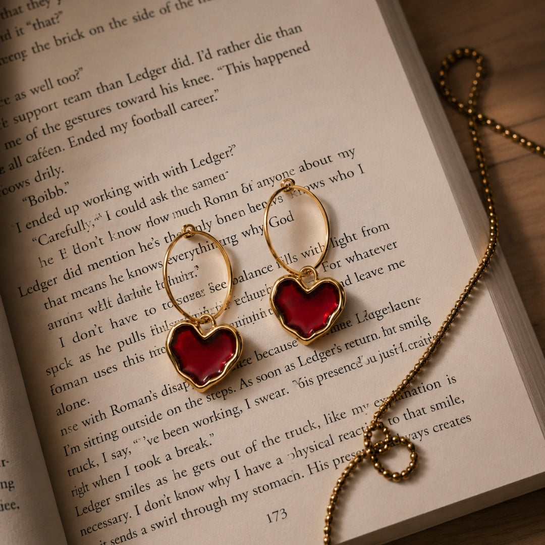 Cherry Heart Hoop Earrings