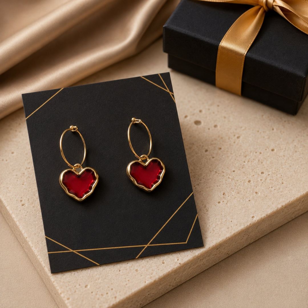 Cherry Heart Hoop Earrings