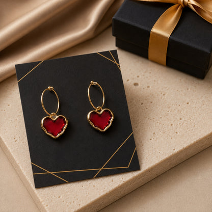 Cherry Heart Hoop Earrings