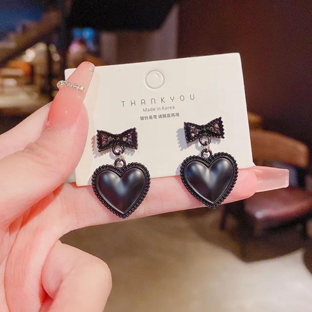 Black Jack Heart Earrings