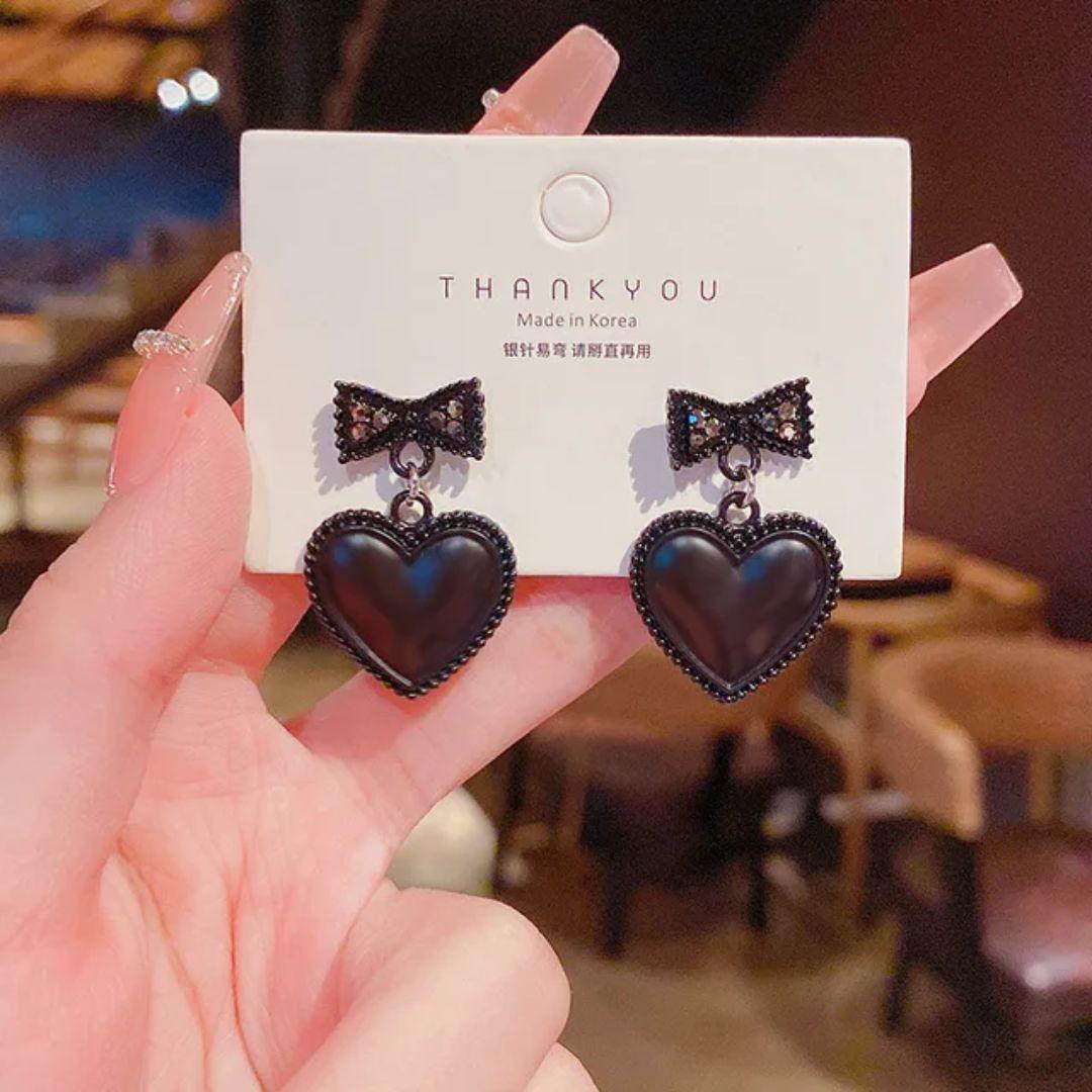 Black Jack Heart Earrings