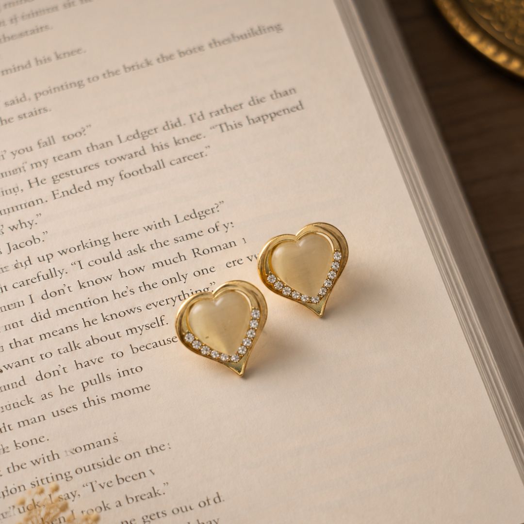 Glam Heart Crystal Stud Earrings
