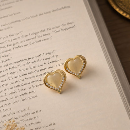 Glam Heart Crystal Stud Earrings
