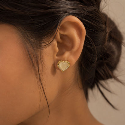 Glam Heart Crystal Stud Earrings