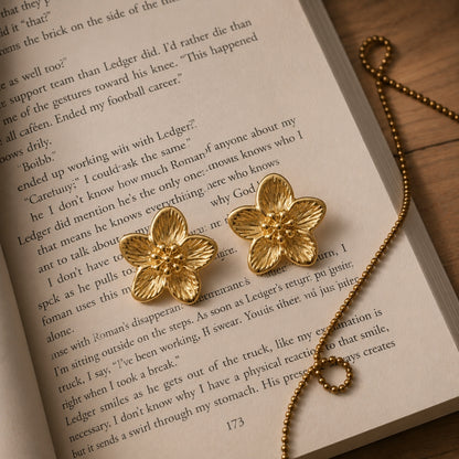 Gold Floral Studs Earrings