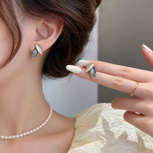 Grey Petal Stud Earrings