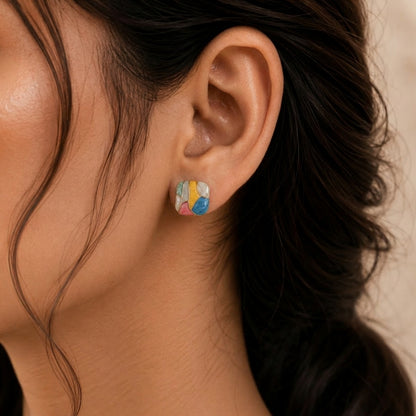 Multicolor Square Stud Earrings