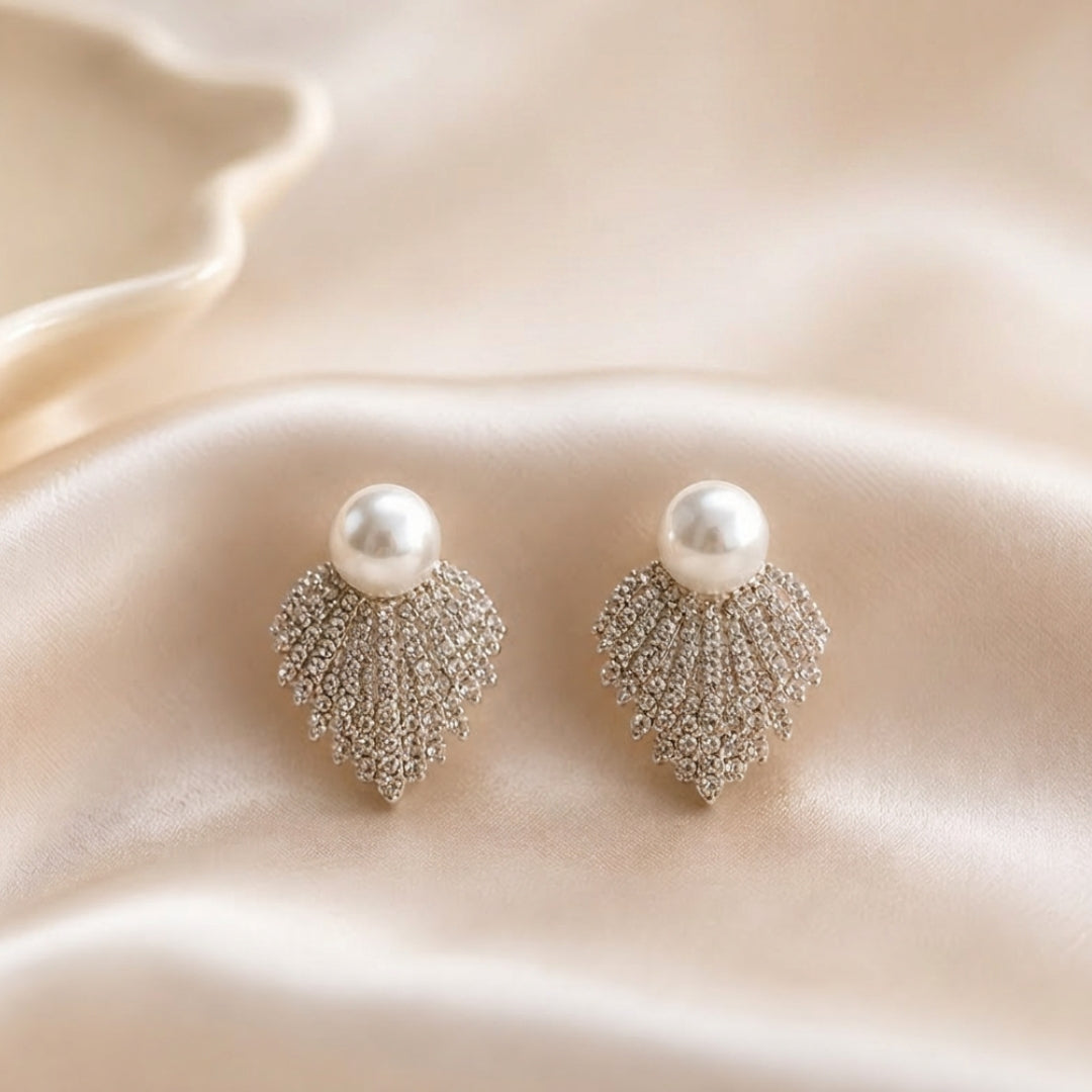 Pearl Crystal Cascade Earrings