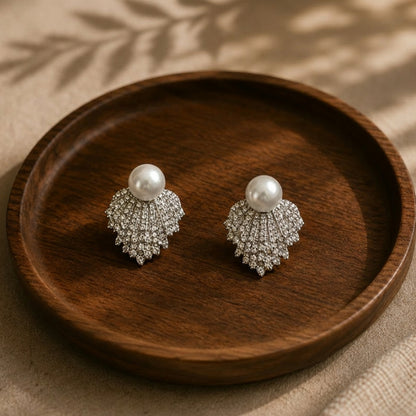 Pearl Crystal Cascade Earrings