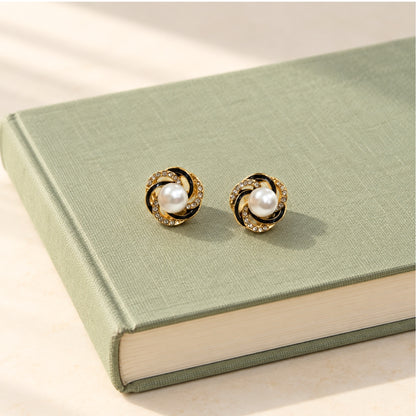 Pearl Eclipse Stud Earrings