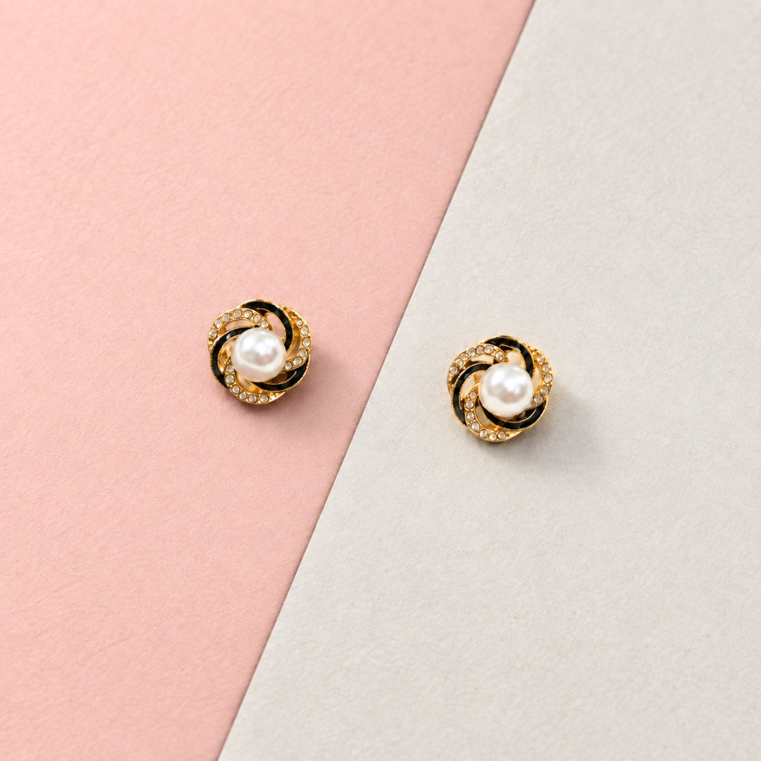 Pearl Eclipse Stud Earrings