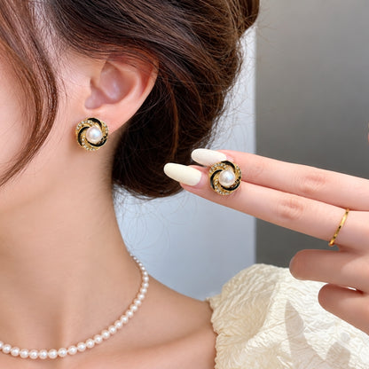 Pearl Eclipse Stud Earrings