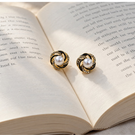 Pearl Eclipse Stud Earrings