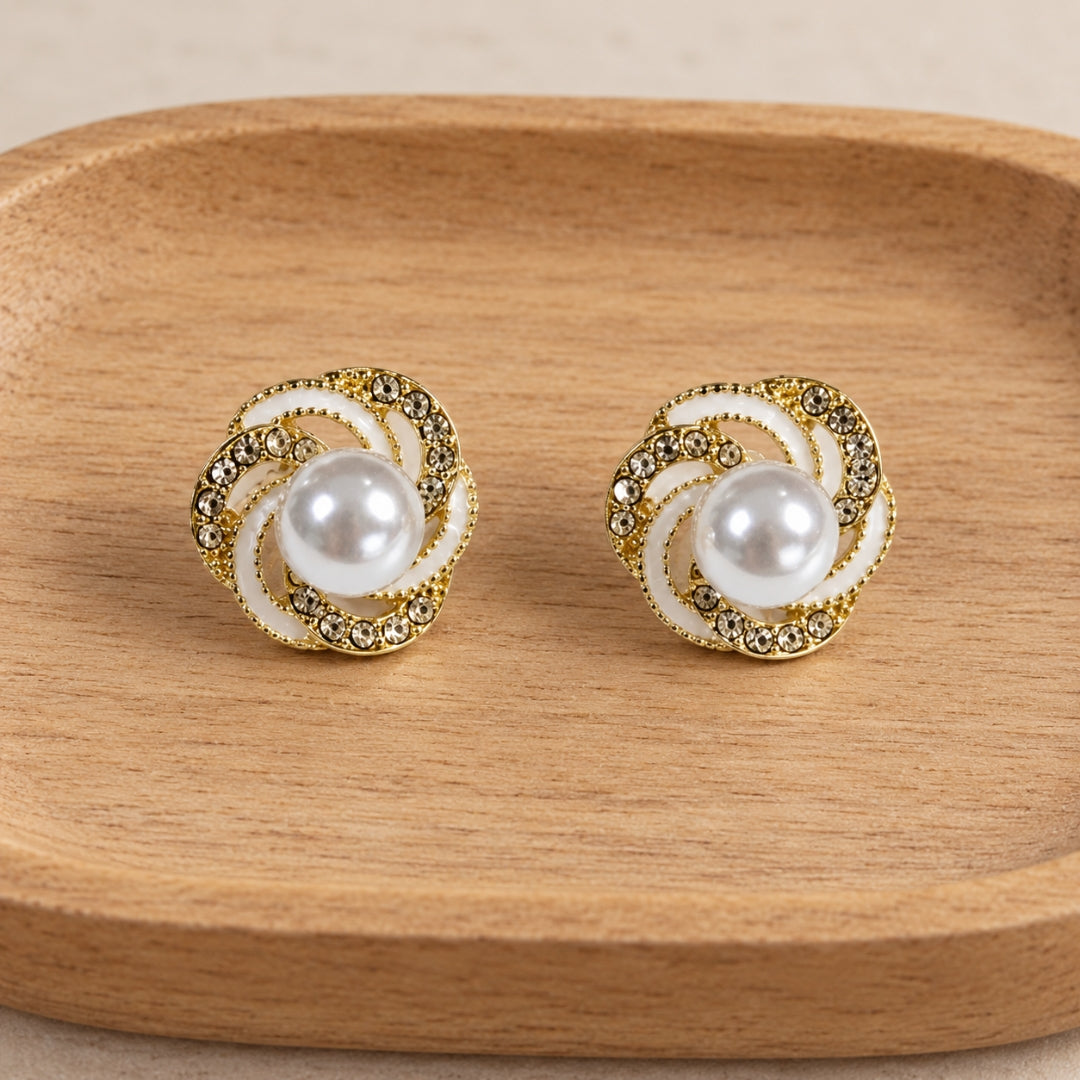 Pearl Swirl Stud Earrings