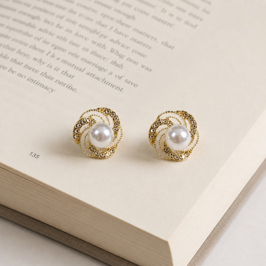 Pearl Swirl Stud Earrings