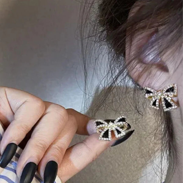 Black Crystal Star Statement Earrings