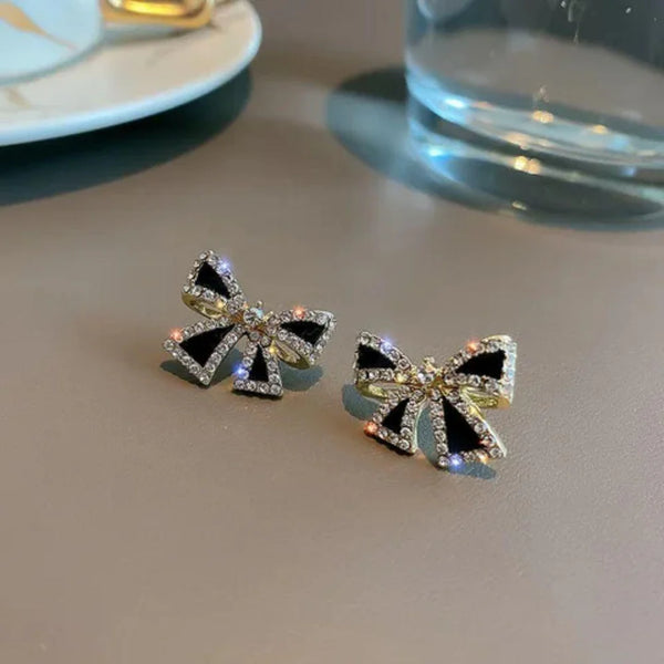 Black Crystal Star Statement Earrings