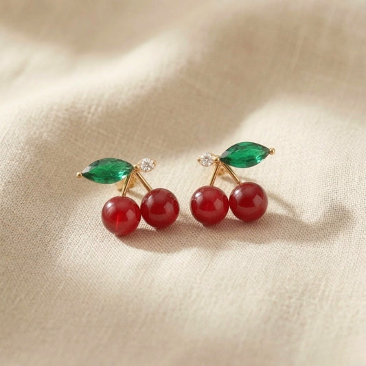 Seoul Cherry Crystal Stud Earrings