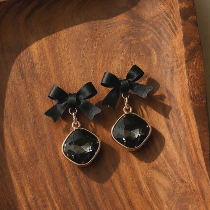 Black Bow Dangle Earrings