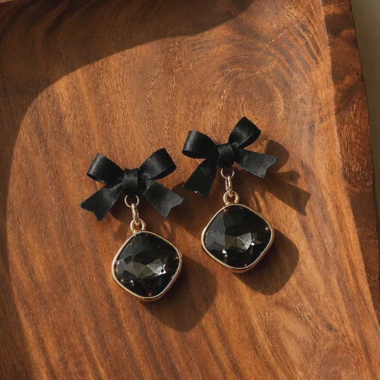 Black Bow Dangle Earrings